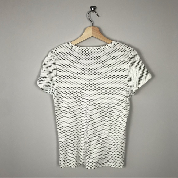 TOMMY HILFIGER White and Black Polka Dot Vneck Tee - Picture 4 of 4